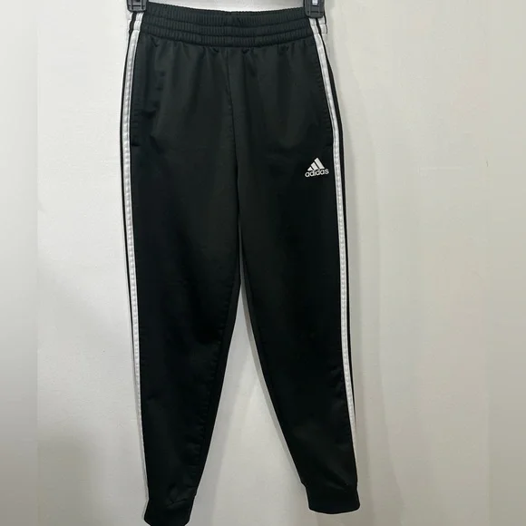 Adidas Kids Black Joggers with White Stripes - Picture 2 of 4